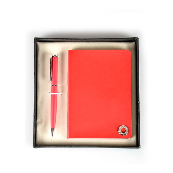 Set stilou și blocnotes Balmain în cutie cadou, roșu