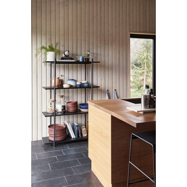 Etajeră cu 4 rafturi din lemn de frasin Hübsch Norm, negru-image-1