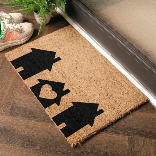 Covoraș de intrare din fibre de nucă de cocos 40x60 cm Home Is Where the Heart Is – Artsy Doormats-image-1