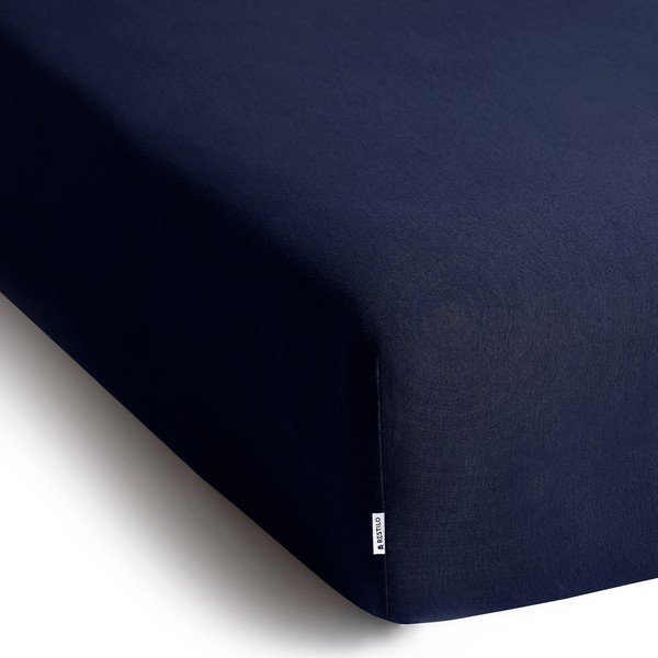 Cearceaf albastru închis din jerseu cu elastic 200x200 cm Amber – Restilo-image-2