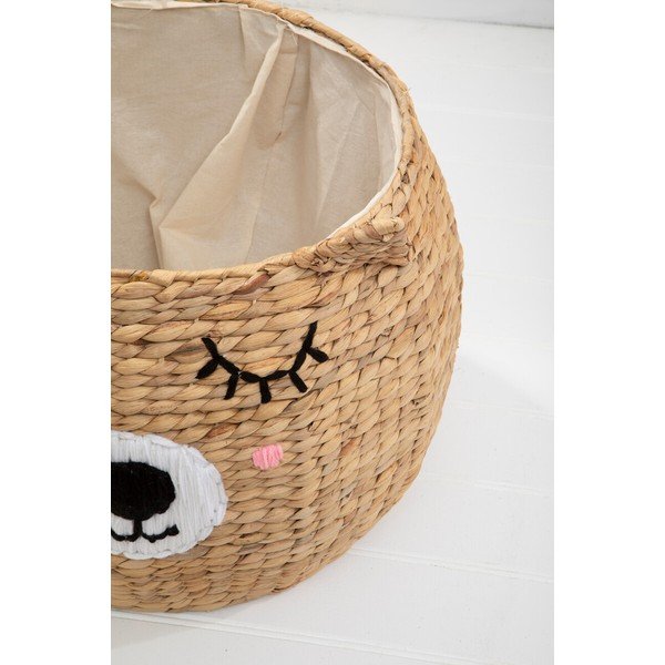 Coș de jucării pentru copii în culoare naturală din zambilă de apă ø 49x40 cm Lidi Cat Face – Premier Housewares-image-1
