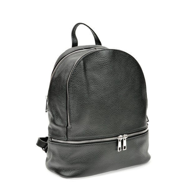 Rucsac din piele cu fermoar Anna Luchini, negru-image-1