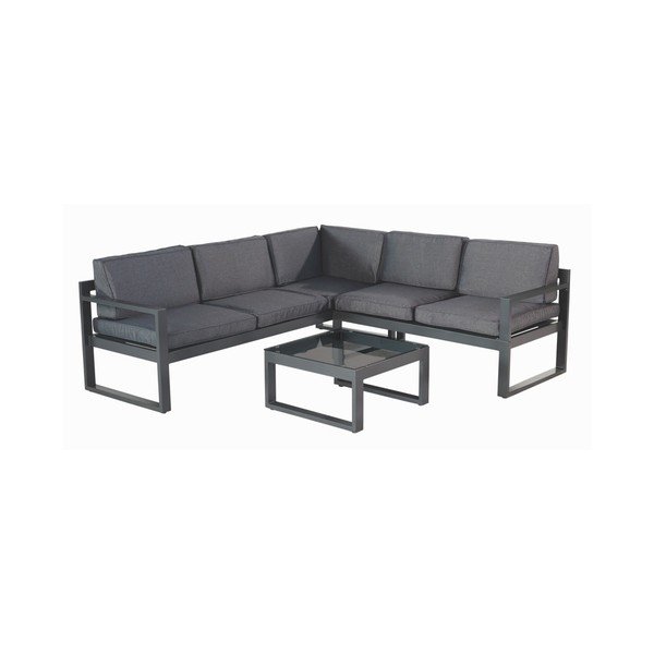 Set mobilier de grădină gri închis din aluminiu pentru 4 persoane Perpignan – Hartman-image-2