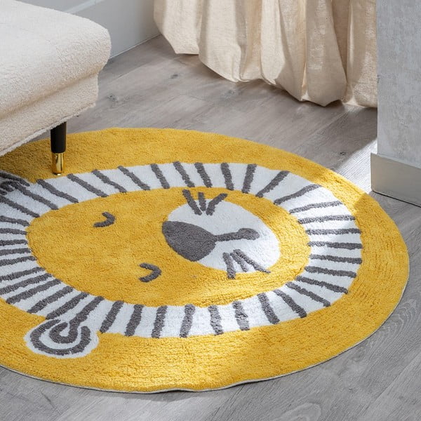 Covor pentru copii galben ocru din bumbac ø 100 cm Lion – Ixia-image-1