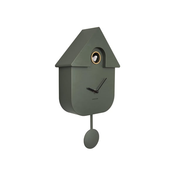 Ceas cu pendul pentru perete Karlsson Modern Cuckoo, 21,5 x 41,5 cm, verde-image-2