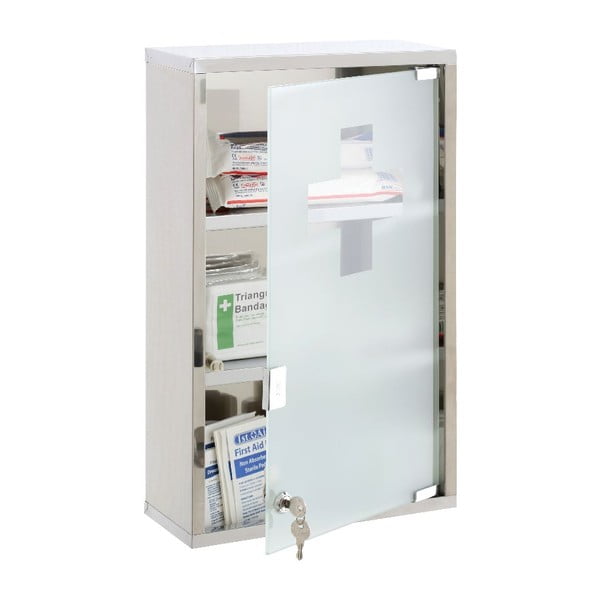 Dulap pentru medicamente argintiu suspendat din plastic 30x51 cm – Premier Housewares-image-1