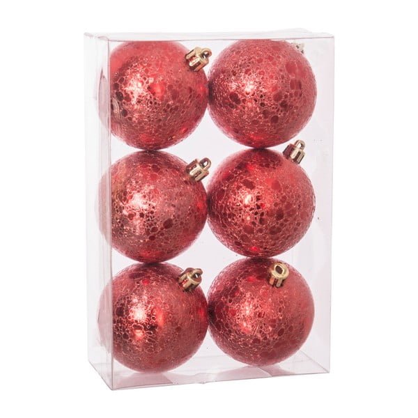 Set 6 decorațiuni de Crăciun Unimasa Wrinkled, roșu
