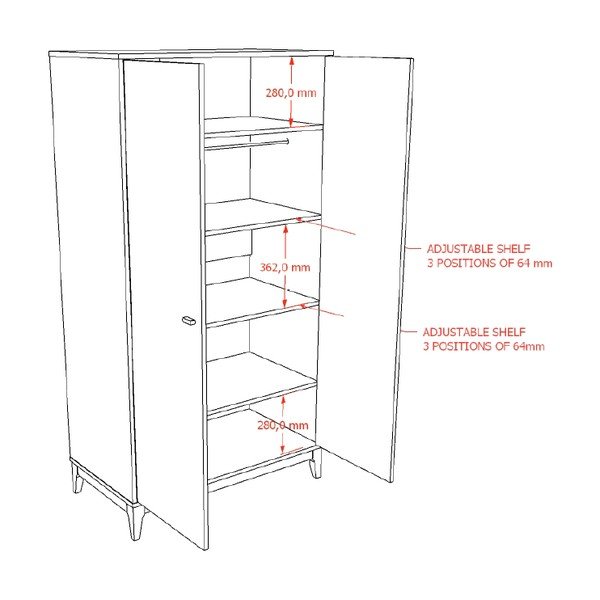 Șifonier în culoare naturală închisă cu aspect de lemn de nuc 100x190,5x55 cm Ilyas – Vipack-image-3