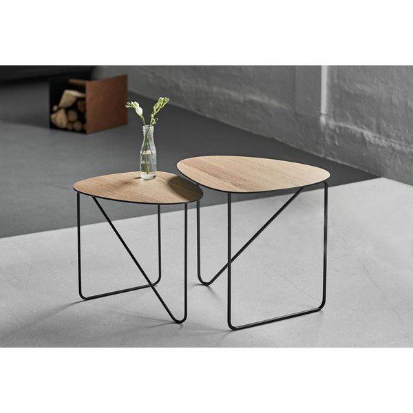Măsuță de cafea în culoare naturală din metal 37x44 cm Curve M Wood – LIND DNA-image-1