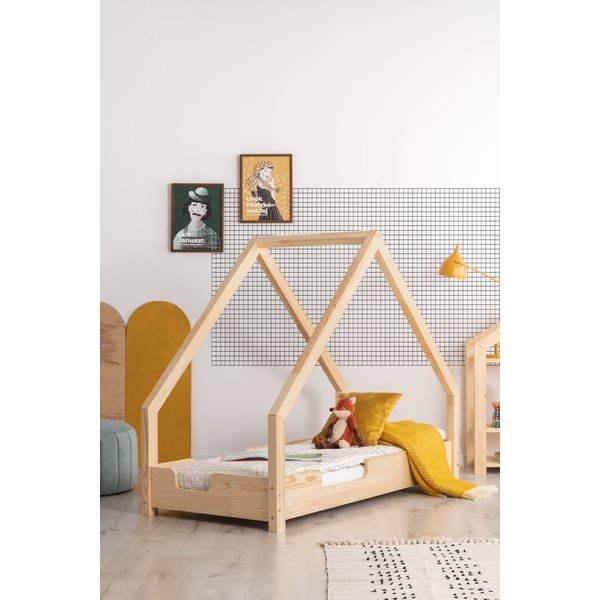 Pat tip căsuță din lemn de pin pentru copii Adeko Loca Cassy, 90 x 180 cm-image-1