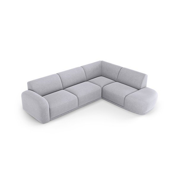 Colțar gri deschis cu tapițerie din catifea Erin – Micadoni Home-image-3