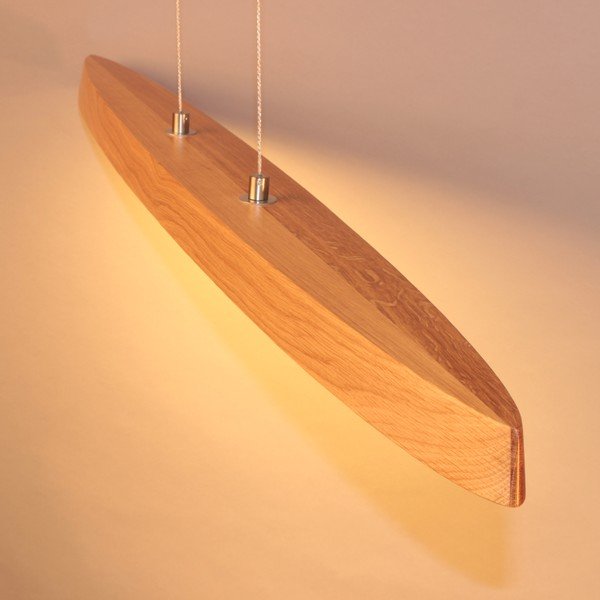 Lustră argintie/în culoare naturală LED cu intensitate reglabilă cu abajur din lemn Shine-wood – Fischer & Honsel-image-2