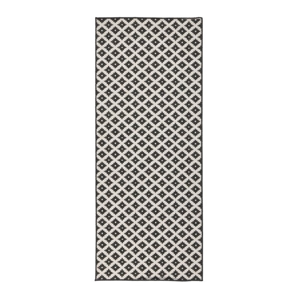 Covor reversibil Bougari, 80 x 350 cm, negru - alb