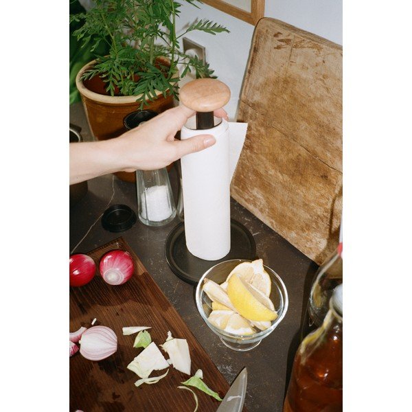 Suport orizontal pentru prosoape de bucătărie din hârtie negru ø 15 cm Paper Pal – Rosendahl-image-1