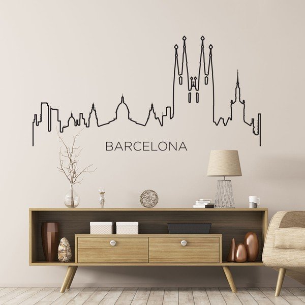 Autocolant de perete Ambiance Skyline Barcelona-image-1