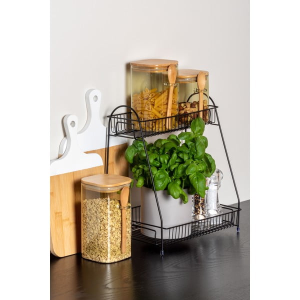 Etajeră din metal cu 2 rafturi pentru bucătărie PT LIVING Tidy, negru-image-1