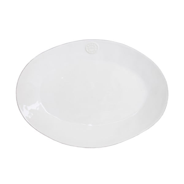 Platou oval din gresie ceramică Costa Nova, lungime 30 cm, alb