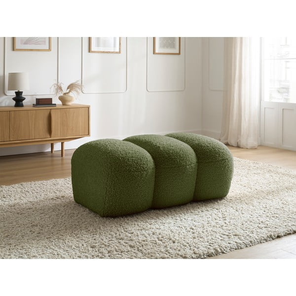 Taburet verde cu tapițerie din țesătură bouclé Hippolyte – Bobochic Paris-image-1