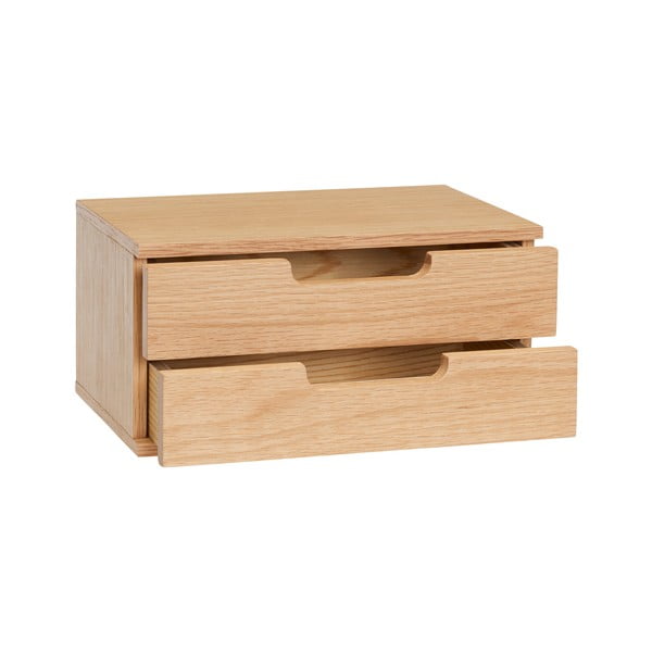 Noptieră în culoare naturală suspendată/cu rafturi cu aspect de lemn de stejar AtHand – Hübsch-image-3