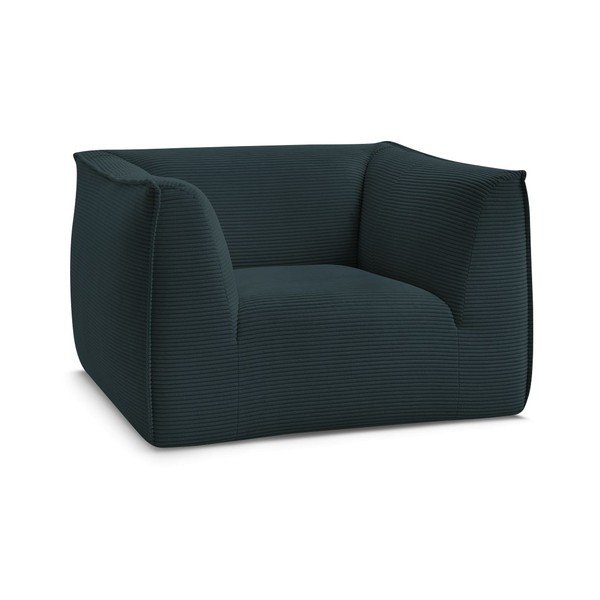 Fotoliu albastru închis cu tapițerie din catifea reiată Giorgia – Bobochic Paris