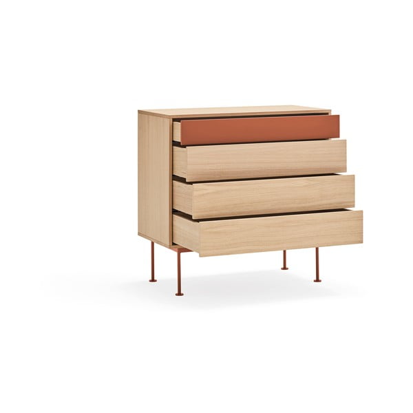 Comodă cu aspect de lemn de stejar Teulat Yoko, roșu cărămiziu-image-3