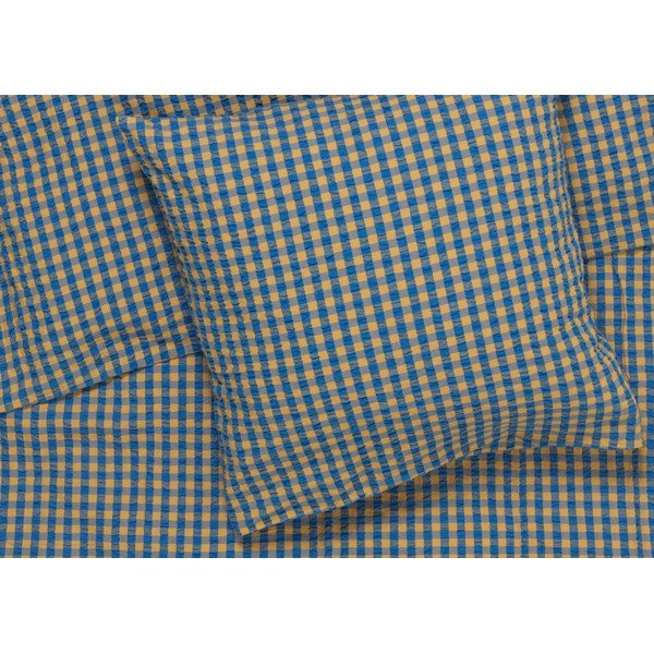 Lenjerie de pat galben ocru/albastru din țesătură crep pentru pat de o persoană 140x200 cm Bæk&Bølge – JUNA-image-2