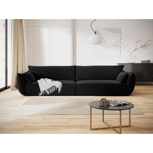 Canapea neagră cu tapițerie din catifea 248 cm Vanda – Mazzini Sofas-image-1