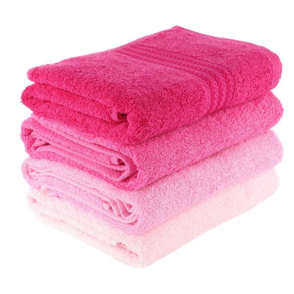 Set 4 prosoape baie Foutastic Rose, 70 x 140 cm, roz-image-1