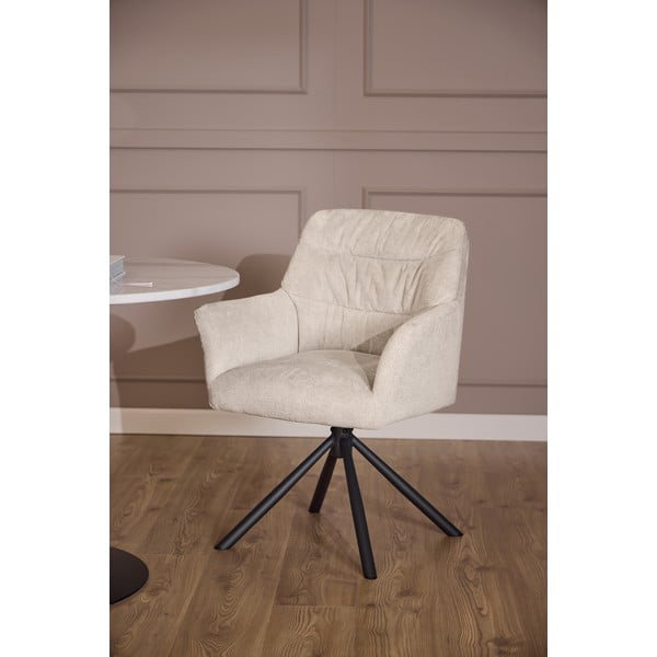 Scaun de sufragerie bej cu cotiere tapițat Alonso – Actona-image-2