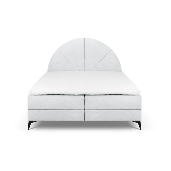 Pat boxspring 160x200 cm gri deschis cu spațiu de depozitare Sunset – Cosmopolitan Design-image-2