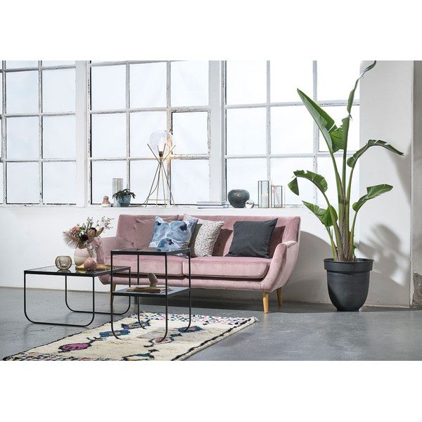 Măsuță de cafea neagră cu blat cu aspect de marmură 60x60 cm Gorm – Villa Collection-image-3