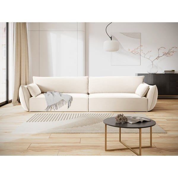 Canapea bej cu tapițerie din catifea 248 cm Vanda – Mazzini Sofas-image-1