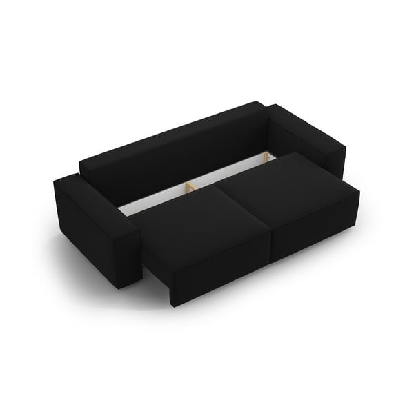 Canapea neagră extensibilă/cu spațiu de depozitare cu tapițerie din catifea 247 cm Jodie – Micadoni -image-3