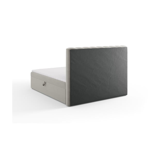 Pat boxspring gri cu spațiu de depozitare 180x200 cm Gina – Milo Casa-image-4