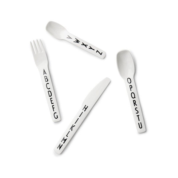 Set 4 tacâmuri pentru copii Design Letters, alb-image-2