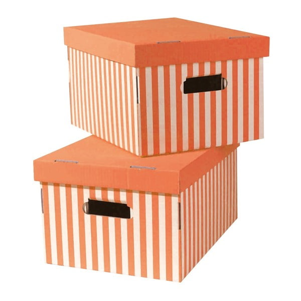 Set 2 cutii pentru depozitare Compactor Stripes, portocaliu
