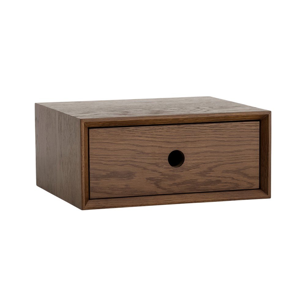 Noptieră în culoare naturală închisă suspendată cu aspect de lemn de nuc Time – Ellos Home