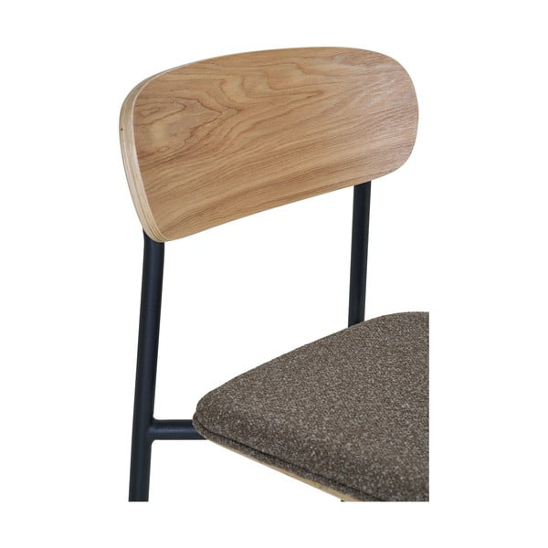 Scaun de bar negru/maro stivuibil cu aspect de lemn de frasin (înălțime șezut 66 cm) Estepona – House Nordic-image-1