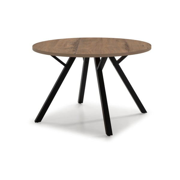 Masă rotundă de sufragerie cu aspect de nuc ø 120 cm Beni - Marckeric-image-1