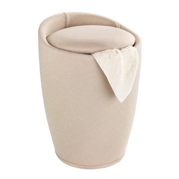 Coș de rufe și taburet, 2 în 1, Wenko Linen Look, bej-image-2