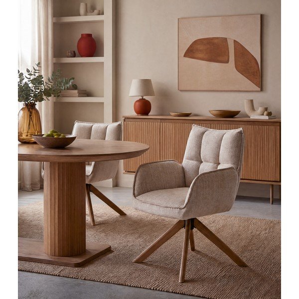Set de scaune de sufragerie crem 2 buc. tapițat Marilla – Unique Furniture-image-3
