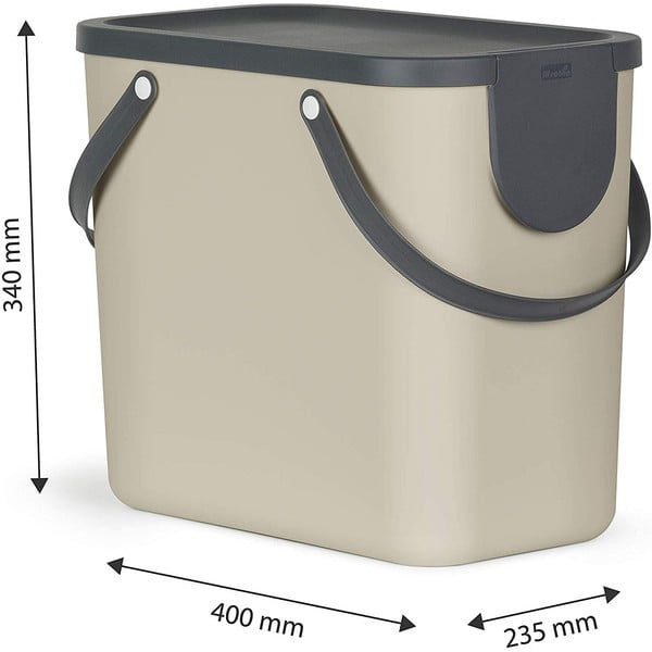 Coș de gunoi maro deschis de reciclat din plastic reciclat 25 l Albula – Rotho-image-2