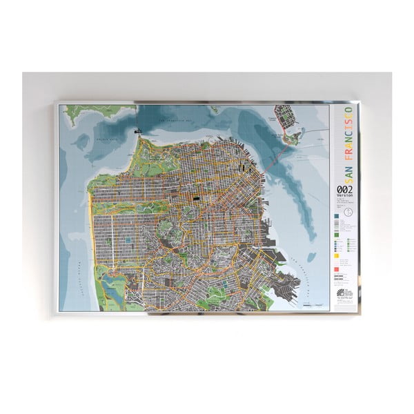 Hartă magnetică San Francisco Street Map, 100 x 70 cm