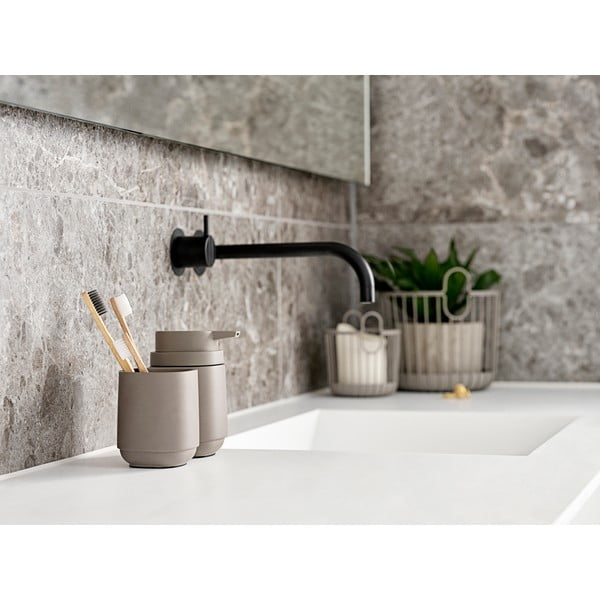 Suport pentru periuța de dinți bej din beton Time – Zone-image-1