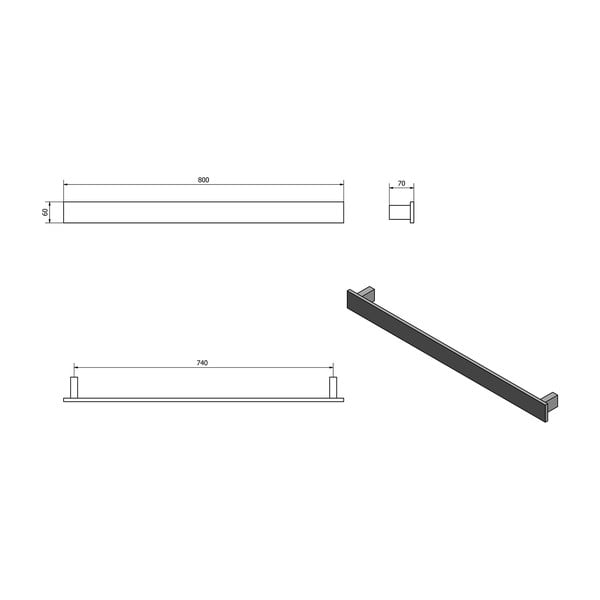 Suport pentru prosoape negru mat de montat pe perete Patron – Sapho-image-3