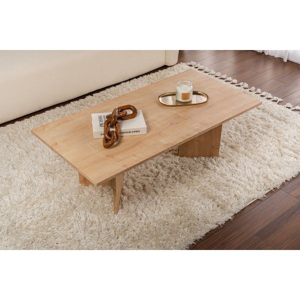 Măsuță de cafea în culoare naturală cu aspect de lemn de stejar 60x119 cm Sabin – Kalune Design-image-3