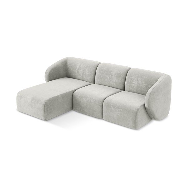 Colțar gri deschis cu tapițerie din chenille (cu colț pe partea stângă/cu șezlong) Lani – Makamii-image-2