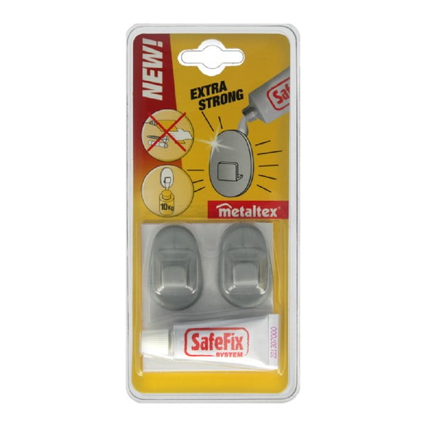 Set 2 cârlige și adeziv Metaltex Grey-image-2