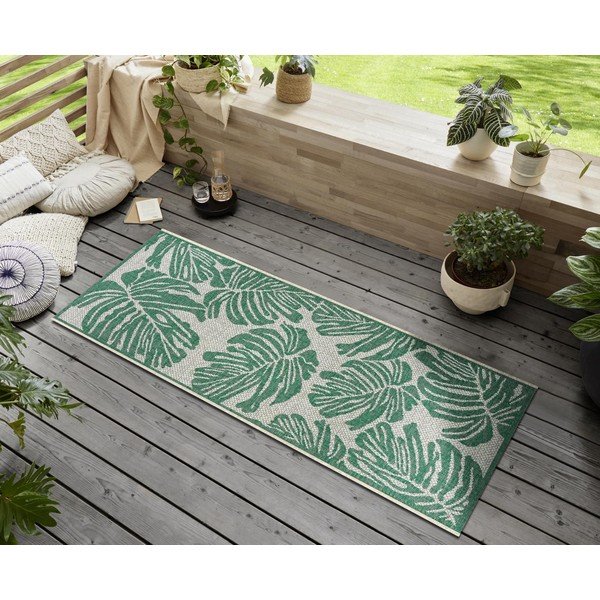Covor adecvat pentru exterior NORTHRUGS Monstera, 70 x 200 cm, verde - bej-image-1