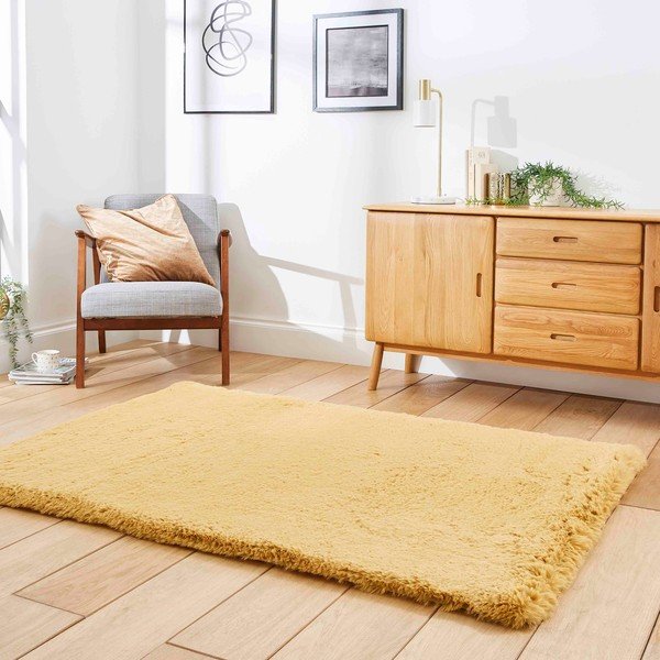 Covor galben muștar 80x150 cm Super Teddy – Think Rugs-image-2